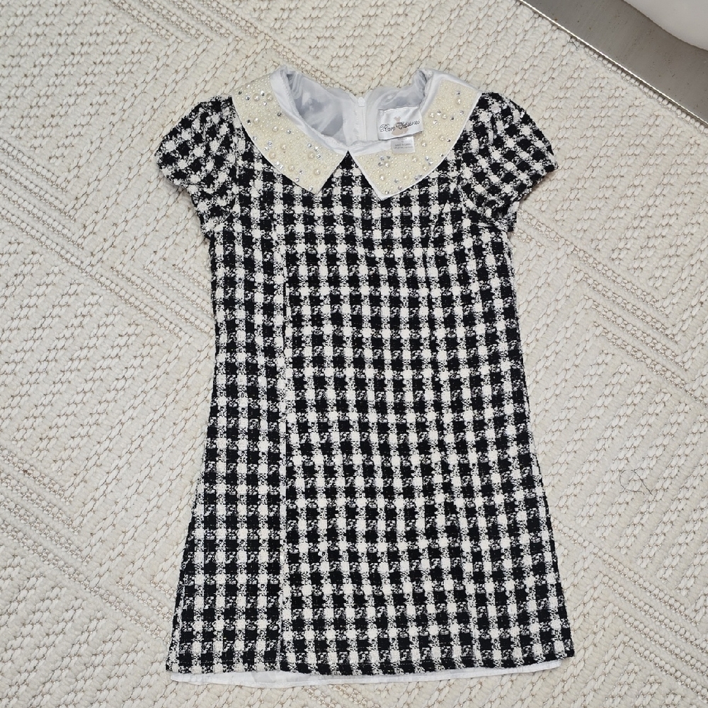 Rare Editions Black and White Plaid Kids Dress
